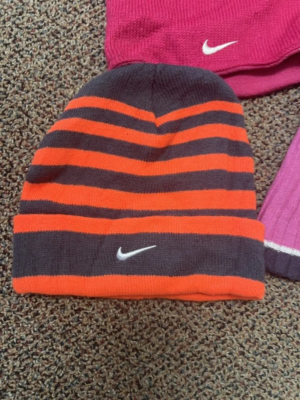 Lot Of 4 Nike Beanies Youth Girls Boys Pink Orange Black One Size